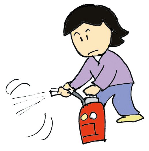 消火器を使用している人のイラスト